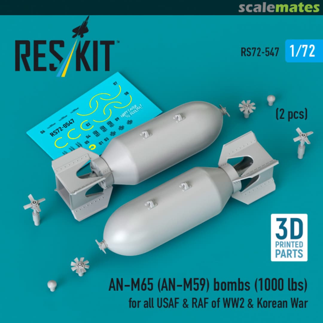 Boxart AN-M65 (AN-M59) bombs (1000 lbs) RS72-0547 ResKit Boxart AN-M65 (AN-M59) bombs (1000 lbs) RS72-0547 ResKit
