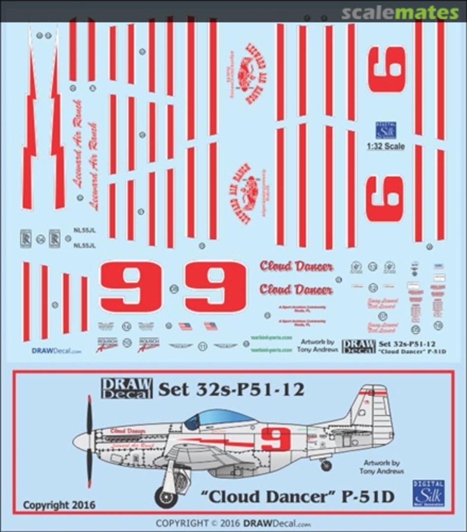 Boxart P-51D "Cloud Dancer" 32-P51-12 Draw Decal Boxart P-51D "Cloud Dancer" 32-P51-12 Draw Decal