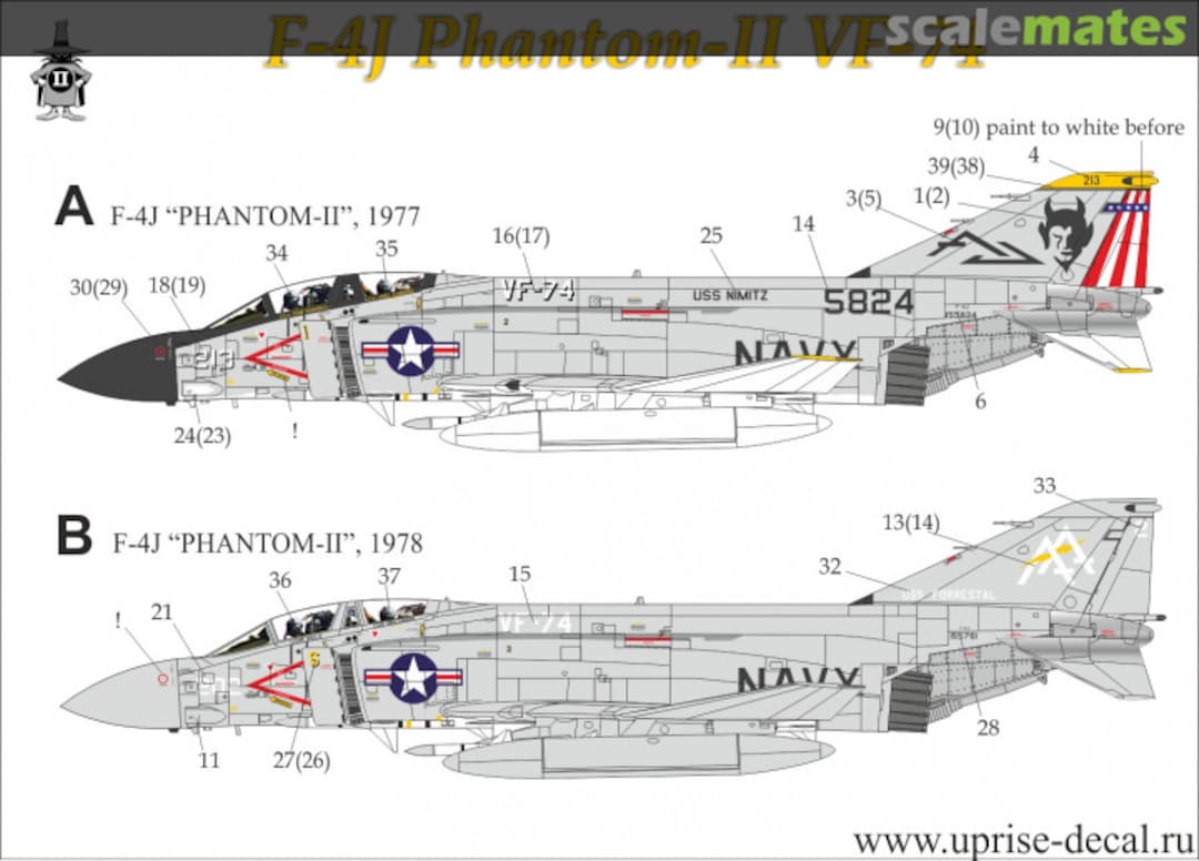 Boxart F-4J Phantom-II VF-74 UR7212 UpRise Decal Boxart F-4J Phantom-II VF-74 UR7212 UpRise Decal