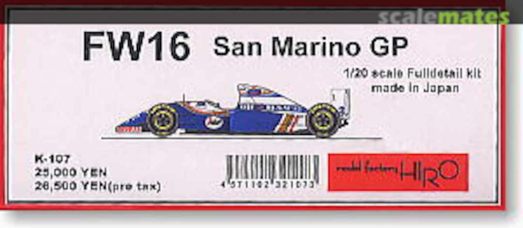 Boxart Williams FW16 K-107 Model Factory Hiro Boxart Williams FW16 K-107 Model Factory Hiro