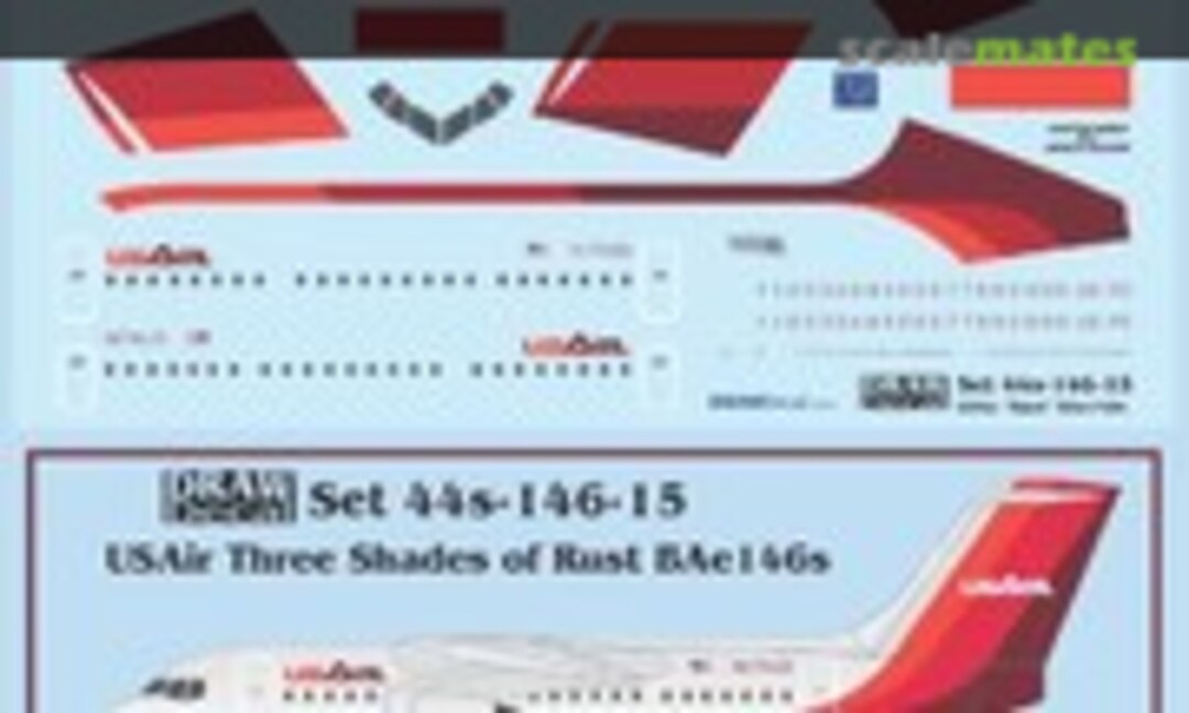 1:144 USAir “Three Shades of Rust” BAe 146-200s (Draw Decal 44-146-15) 44-146-15