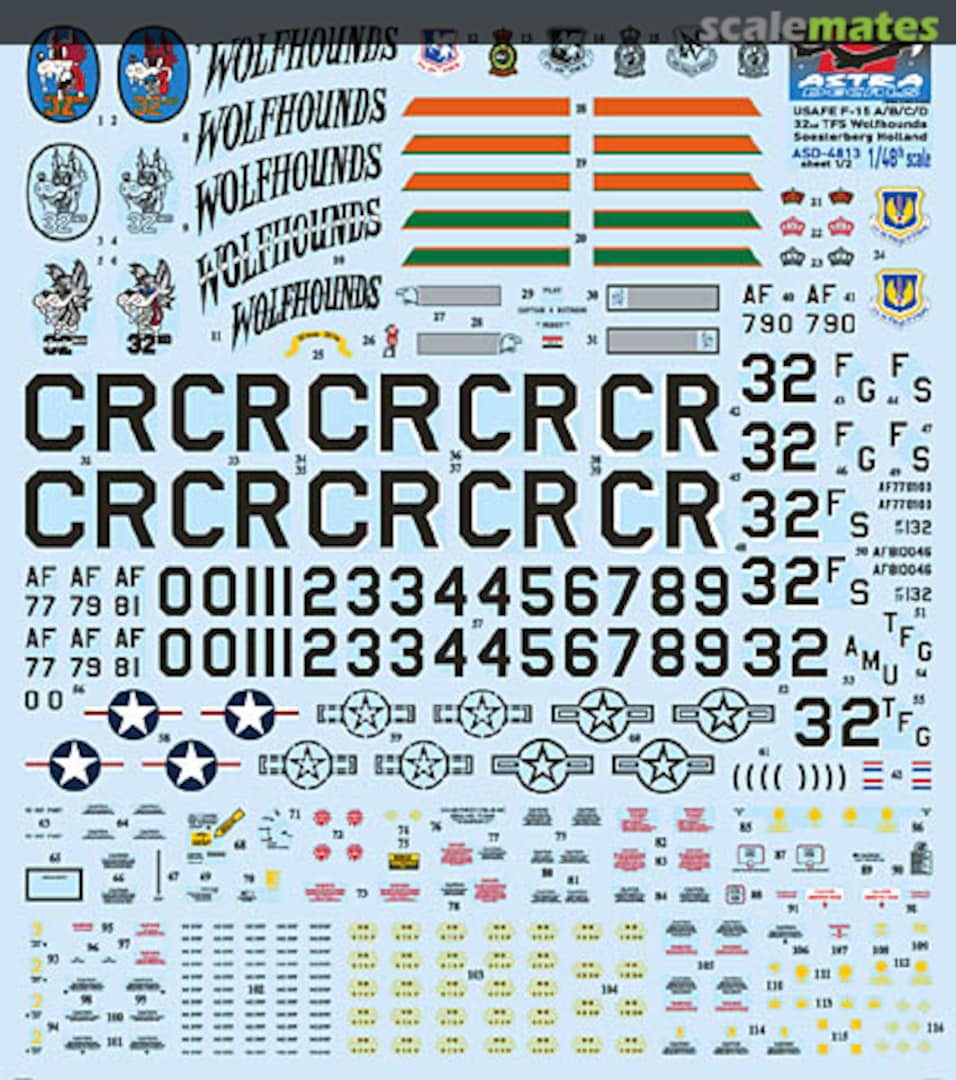 Boxart USAFE F-15A/B/C/D Wolfhounds Soesterberg ASD-4813 Astra Decals