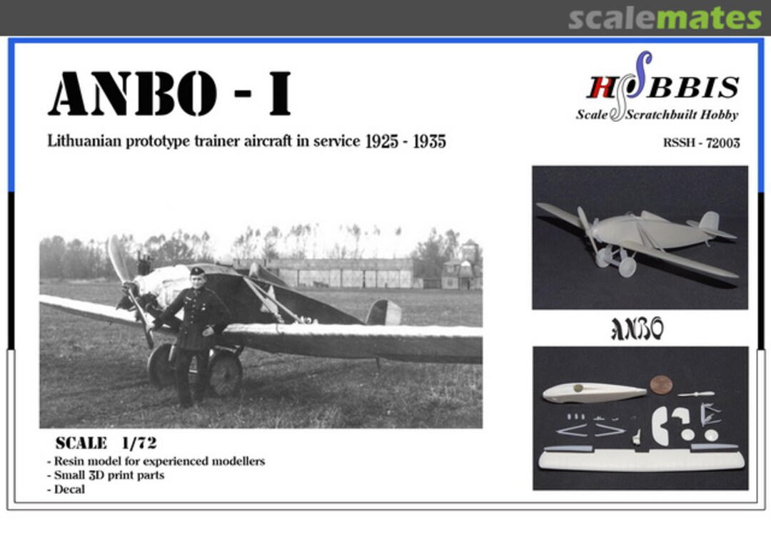 Boxart ANBO-I Lithuanian prototype aircraft in service 1925-1935 RSSH-72003 RSS-Hobbis