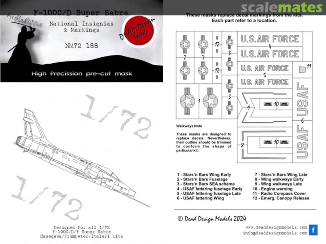 Boxart F-100C/D Super Sabre - national insignias & markings NM72188 DEAD Design Models