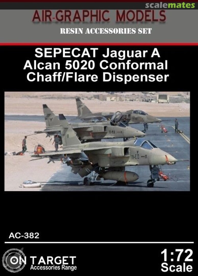 Boxart SEPECAT Jaguar A Alcan 5020 Conformal Chaff/Flare Dispensers AC-382 Air-Graphics Models Boxart SEPECAT Jaguar A Alcan 5020 Conformal Chaff/Flare Dispensers AC-382 Air-Graphics Models