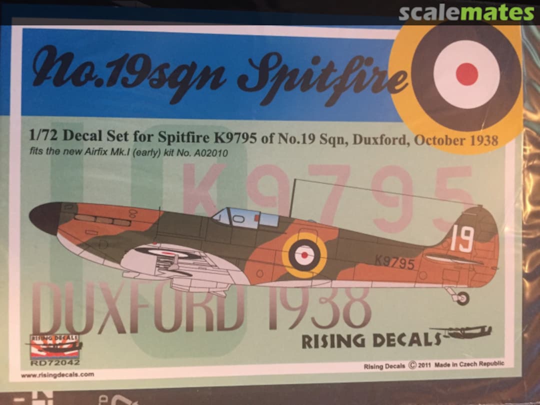 Boxart No. 19 SQN Spitfire RD72042 Rising Decals