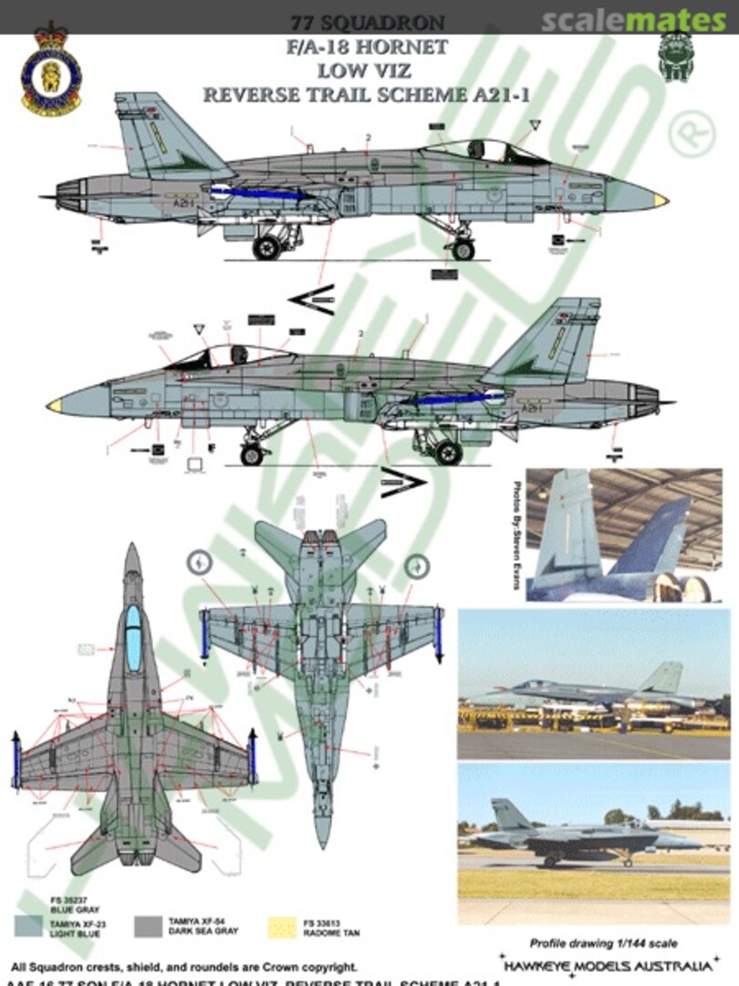 Boxart RAAF F/A-18A Hornet, A21-1, 77 Sqn. Trial Reverse Scheme AAF-016 Hawkeye Models Boxart RAAF F/A-18A Hornet, A21-1, 77 Sqn. Trial Reverse Scheme AAF-016 Hawkeye Models
