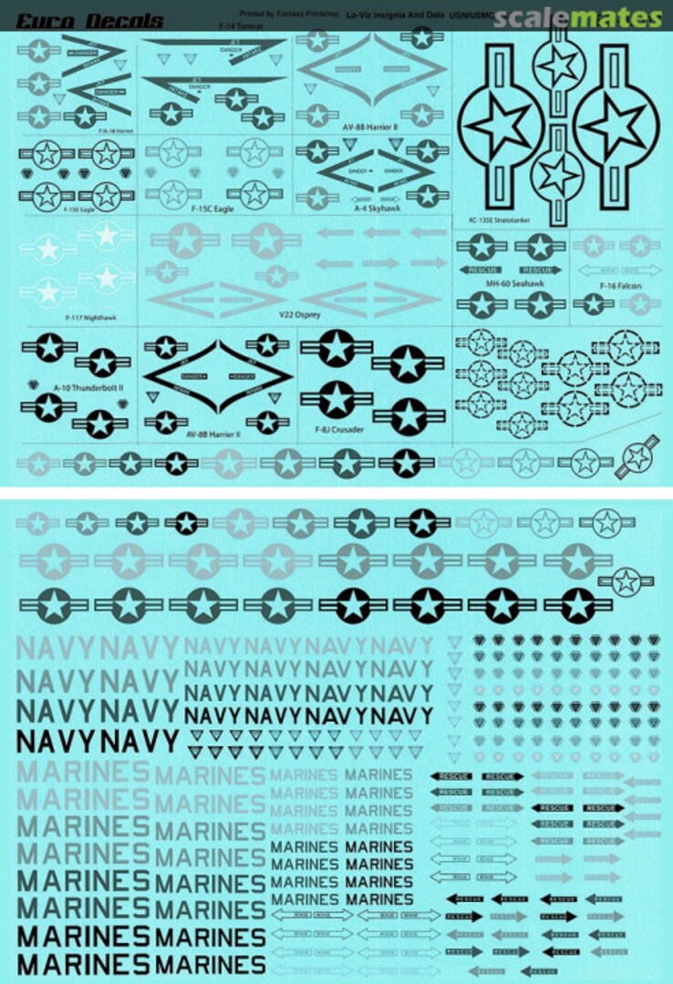 Boxart USN/USMC/USAF Lo Viz Insignia and Data ED-32114 Euro Decals