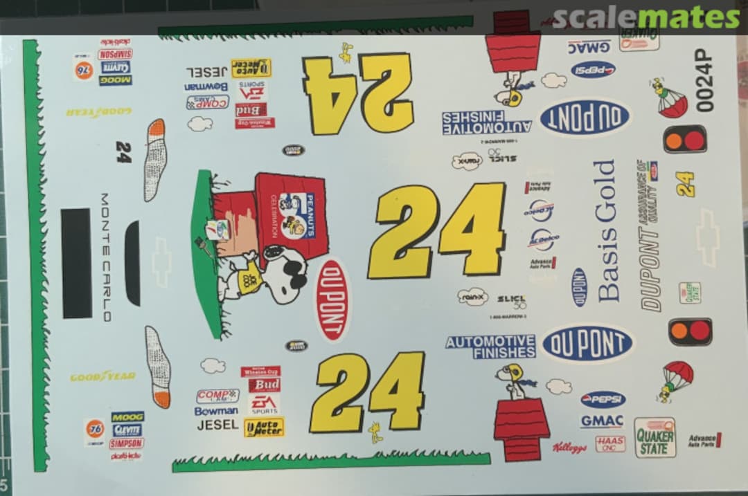 Boxart NASCAR #24 Jeff Gordon Snoopy Joe Cool All Star Decals Boxart NASCAR #24 Jeff Gordon Snoopy Joe Cool All Star Decals