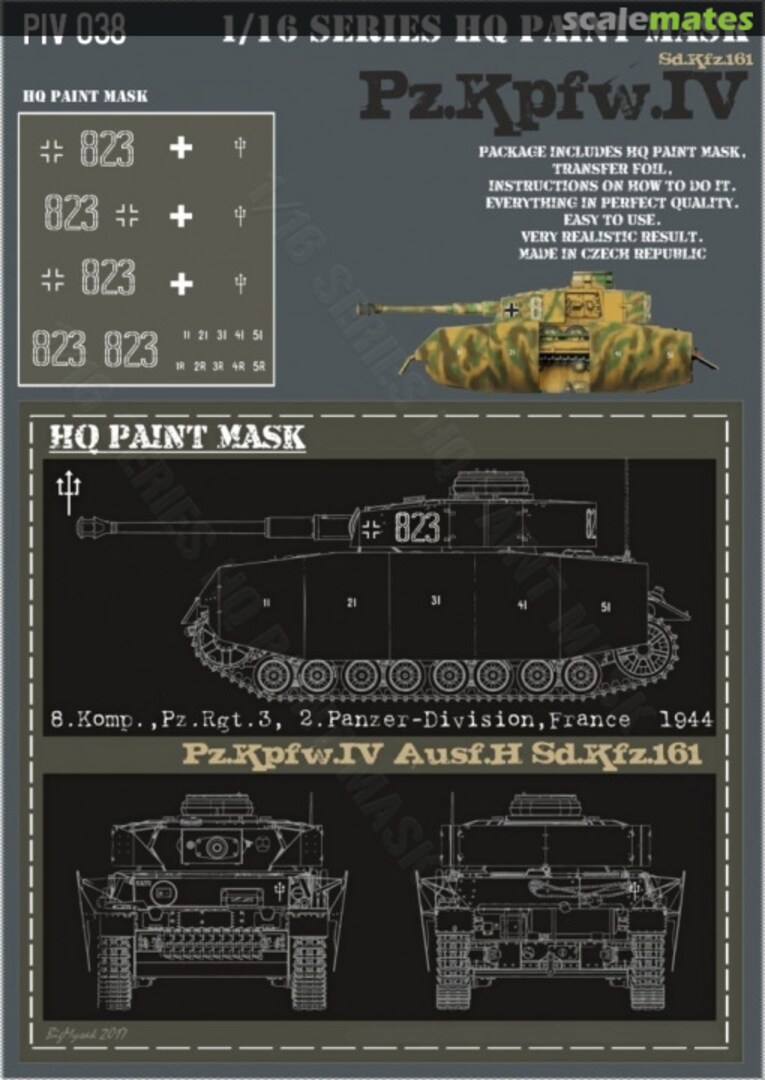 Boxart Pz.Kpfw.IV Ausf.H 8.Komp. Pz.Rgt.3 2.Pz.Div. France 1944 Paint Mask PIV 038 HQ-Masks Boxart Pz.Kpfw.IV Ausf.H 8.Komp. Pz.Rgt.3 2.Pz.Div. France 1944 Paint Mask PIV 038 HQ-Masks