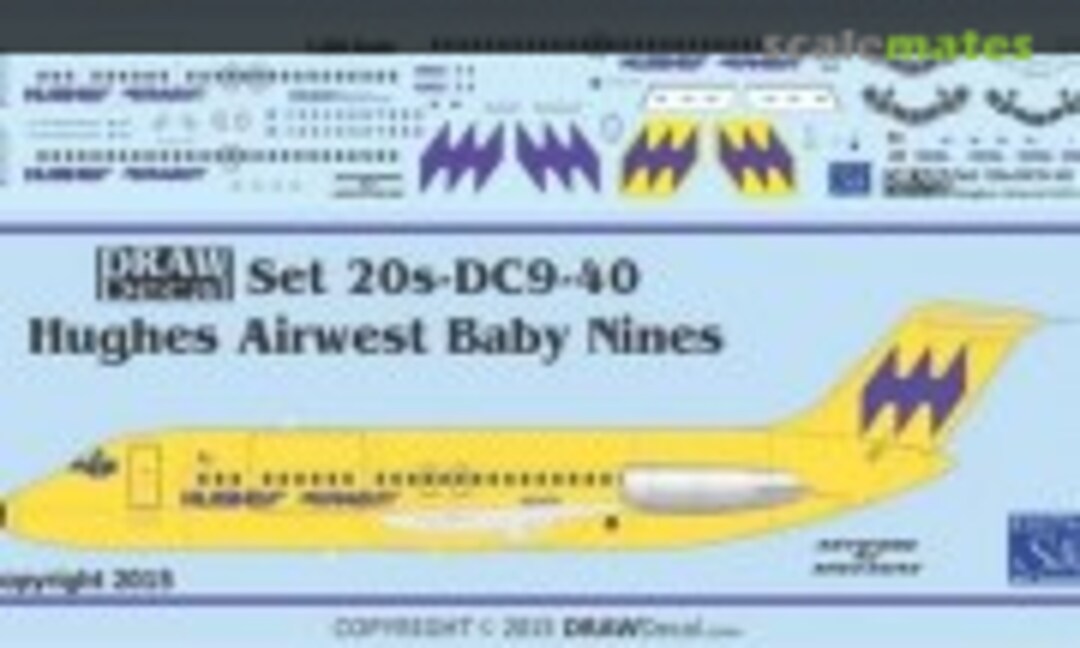 1:200 Hughes Airwest DC-9-15s (Draw Decal 20-DC9-40) 20-DC9-40