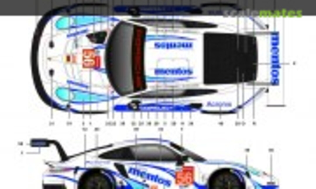 1:24 Porsche 911 GT3 RSR Project 1 Team sponsored by Mentos #56 (SK Decals SK-24192) SK-24192