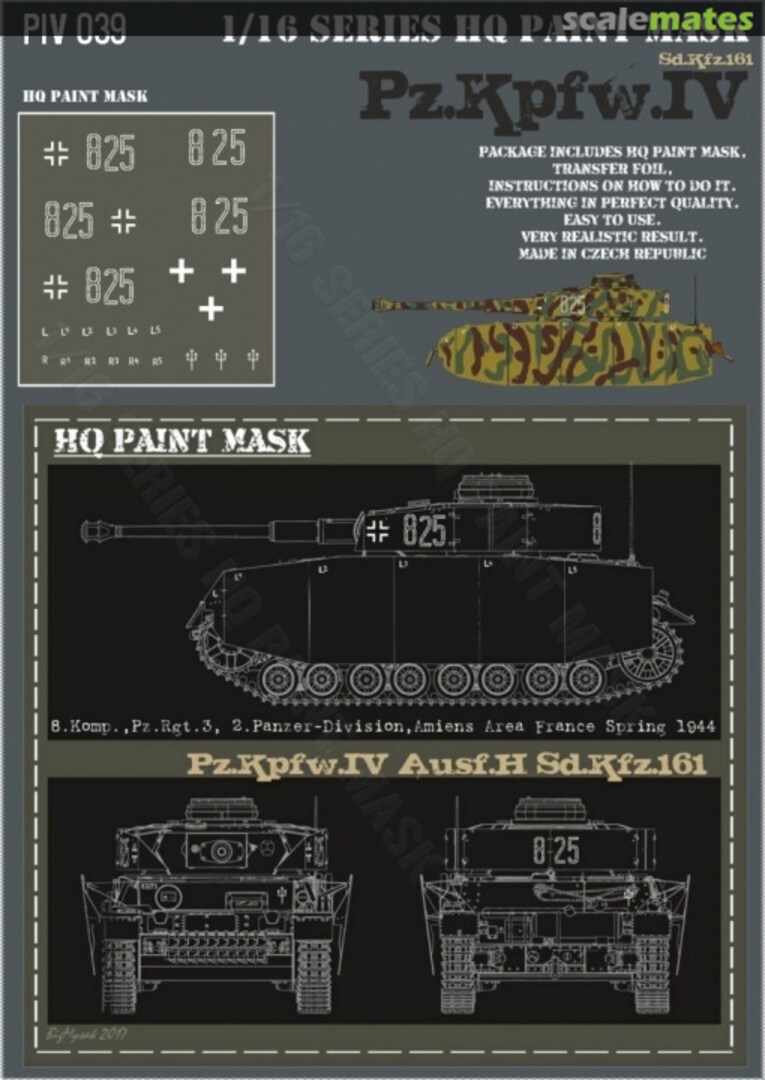 Boxart Pz.Kpfw.IV Ausf.H 8.Komp. Pz.Rgt.3 2.Pz.Div. Amiens France Spring 1944 Paint Mask PIV 039 HQ-Masks Boxart Pz.Kpfw.IV Ausf.H 8.Komp. Pz.Rgt.3 2.Pz.Div. Amiens France Spring 1944 Paint Mask PIV 039 HQ-Masks