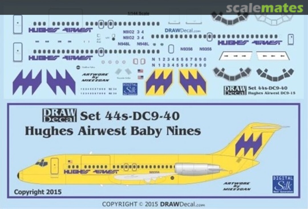 Boxart Hughes Airwest DC-9-15s 44-DC9-40 Draw Decal Boxart Hughes Airwest DC-9-15s 44-DC9-40 Draw Decal
