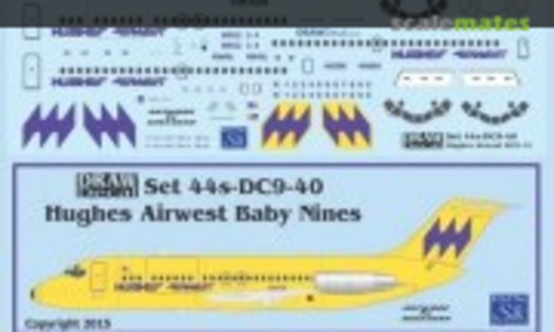 1:144 Hughes Airwest DC-9-15s (Draw Decal 44-DC9-40) 44-DC9-40