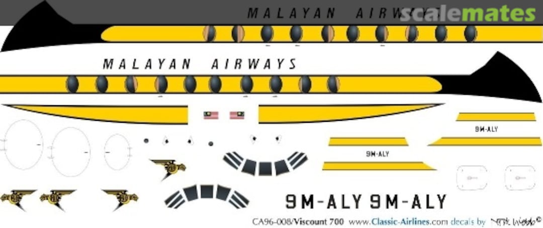 Boxart Malayan Airways Viscount 700 CA96-008 Classic Airlines Boxart Malayan Airways Viscount 700 CA96-008 Classic Airlines