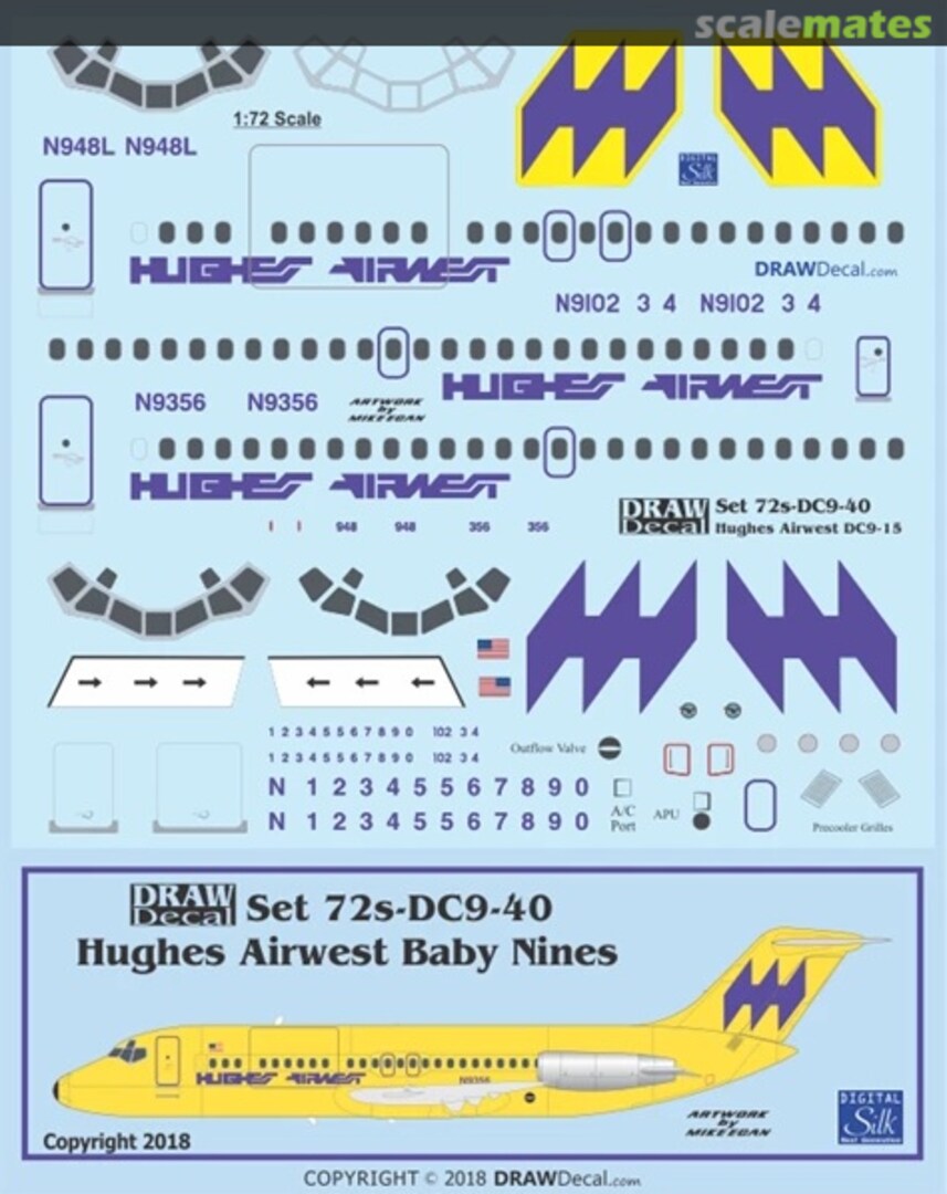 Boxart Hughes Airwest DC-9-15s 72-DC9-40 Draw Decal Boxart Hughes Airwest DC-9-15s 72-DC9-40 Draw Decal