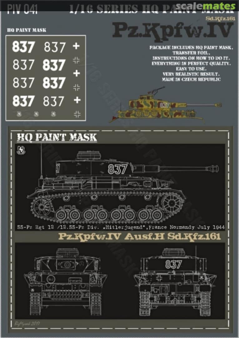 Boxart Pz.Kpfw.IV Ausf.H SS-Pz.Rgt.12 12.SS-Pz.Div. 'Hitlerjungend' France Normandy July 1944 Paint Mask PIV 041 HQ-Masks Boxart Pz.Kpfw.IV Ausf.H SS-Pz.Rgt.12 12.SS-Pz.Div. 'Hitlerjungend' France Normandy July 1944 Paint Mask PIV 041 HQ-Masks