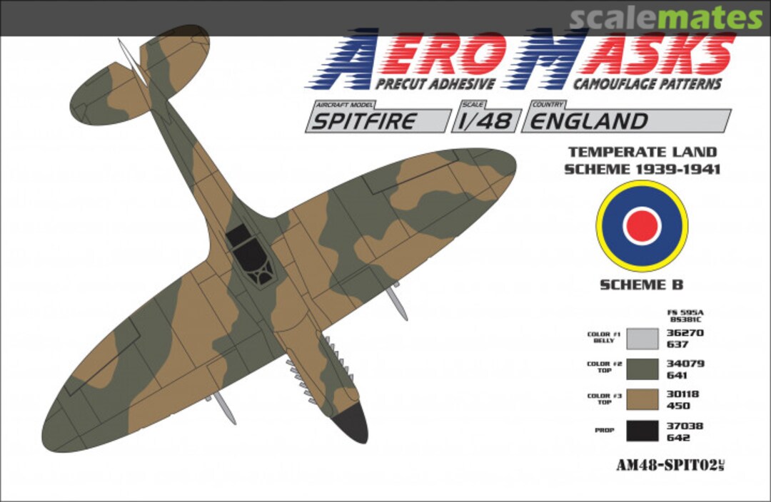 Boxart Spitfire England Temperate Land Scheme 1939-1941 Scheme B AM48-SPIT02 AeroMasks Boxart Spitfire England Temperate Land Scheme 1939-1941 Scheme B AM48-SPIT02 AeroMasks