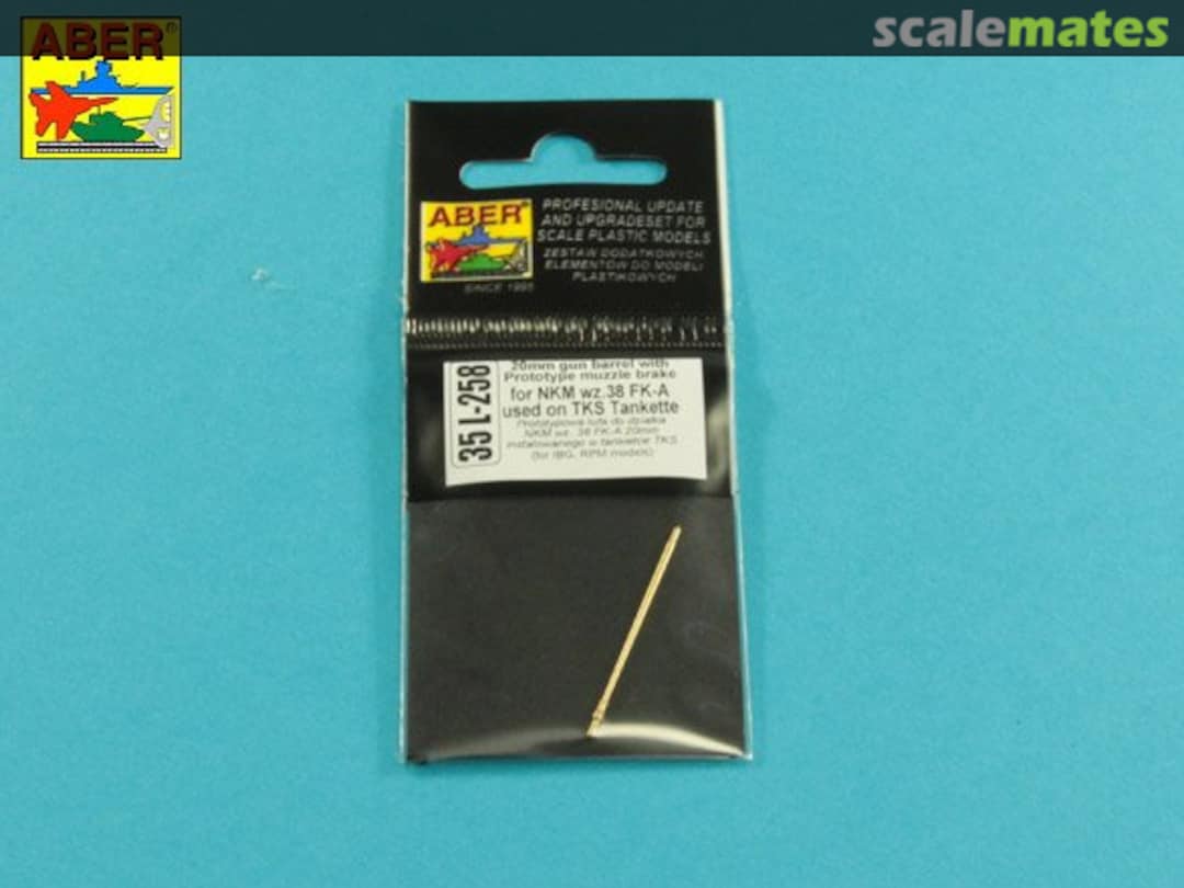 Boxart 20mm gun barrel with prototype muzzle brake for nkm wz.38 FK-A used on TKS Tankette 35L-258 Aber Boxart 20mm gun barrel with prototype muzzle brake for nkm wz.38 FK-A used on TKS Tankette 35L-258 Aber