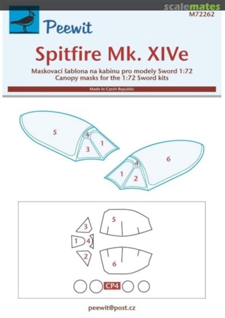 Boxart Canopy Mask: Spitfire Mk.XIVe M72262 Peewit Boxart Canopy Mask: Spitfire Mk.XIVe M72262 Peewit