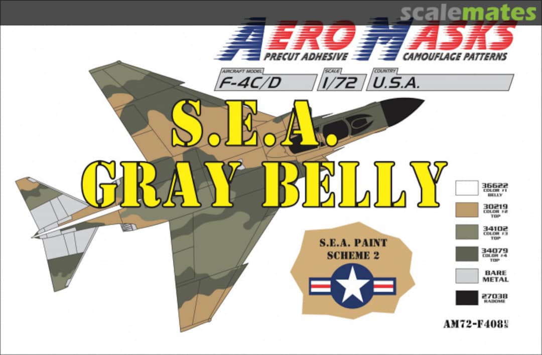 Boxart F-4C/D S.E.A. Gray Belly Paint Scheme 2 AM72-F408 AeroMasks Boxart F-4C/D S.E.A. Gray Belly Paint Scheme 2 AM72-F408 AeroMasks