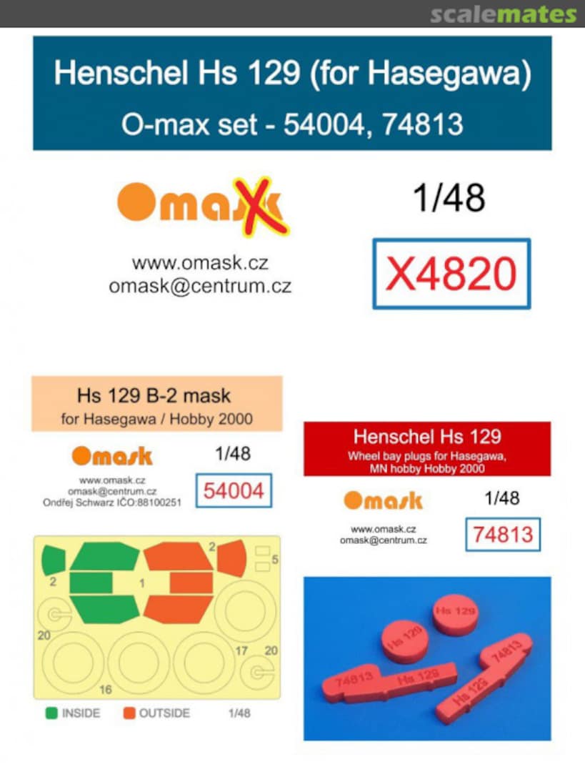 Boxart Henschel Hs-129 - O-max Set (for Hasegawa Kits) X4820 Omask Boxart Henschel Hs-129 - O-max Set (for Hasegawa Kits) X4820 Omask