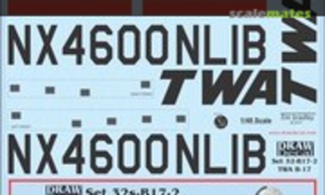 1:32 TWA B-17G (Draw Decal 32-B17-2) 32-B17-2