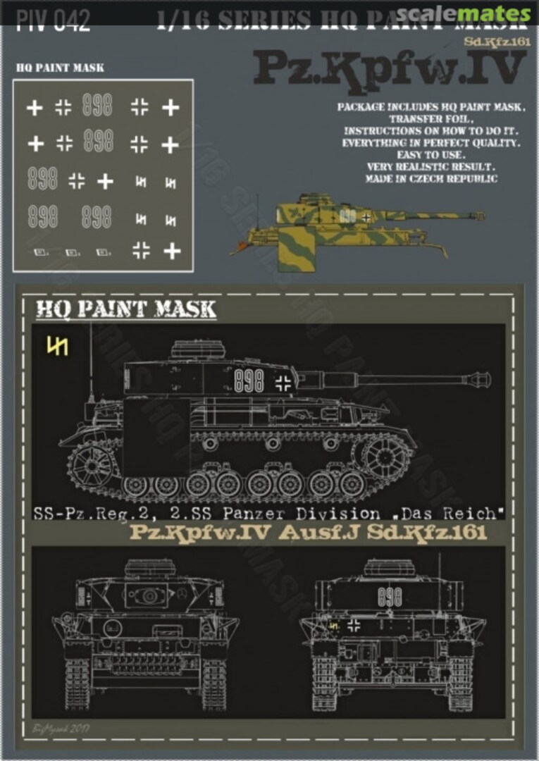 Boxart Pz.Kpfw.IV Ausf.J SS-Pz.Rgt.2 2.SS Pz.Div. 'Das Reich' Paint Mask PIV 042 HQ-Masks