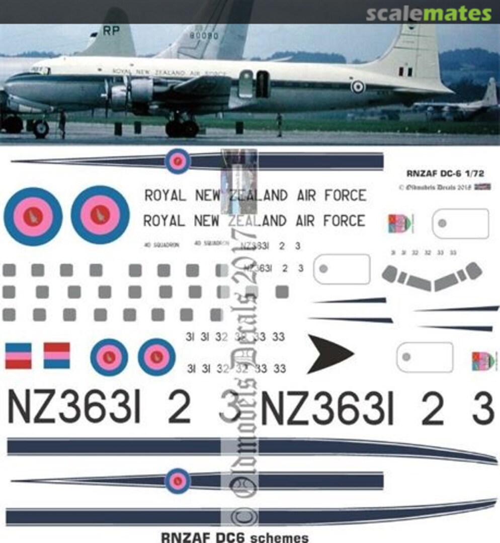 Boxart RNZAF DC6 schemes OMD0220 Oldmodels Decals Boxart RNZAF DC6 schemes OMD0220 Oldmodels Decals
