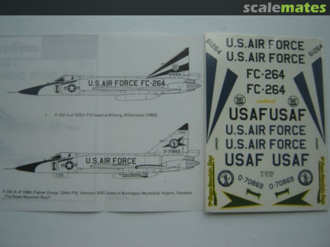 Boxart Convair F-102A Delta Dagger: USAFE 525th FIS; Vermont ANG 21A Aerodecal Boxart Convair F-102A Delta Dagger: USAFE 525th FIS; Vermont ANG 21A Aerodecal