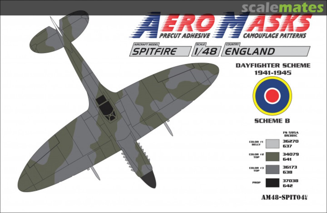 Boxart Spitfire England Dayfighter Scheme 1941-1945 Scheme B AM48-SPIT04 AeroMasks Boxart Spitfire England Dayfighter Scheme 1941-1945 Scheme B AM48-SPIT04 AeroMasks