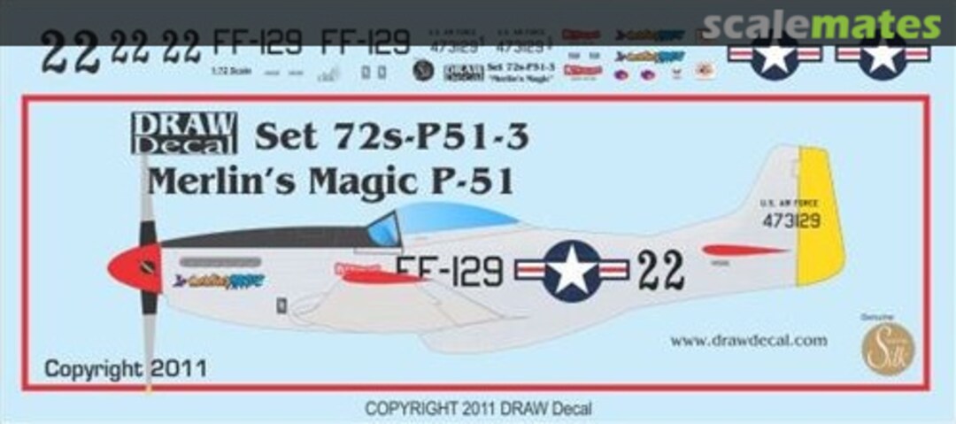 Boxart “Merlin’s Magic” P-51D 72-P51-3 Draw Decal Boxart “Merlin’s Magic” P-51D 72-P51-3 Draw Decal