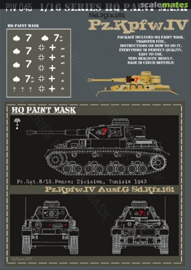 Boxart Pz.Kpfw.IV Ausf.G Pz.Rgt.8/45.Panzer Division Tunisia 1943 Paint Mask PIV 045 HQ-Masks Boxart Pz.Kpfw.IV Ausf.G Pz.Rgt.8/45.Panzer Division Tunisia 1943 Paint Mask PIV 045 HQ-Masks