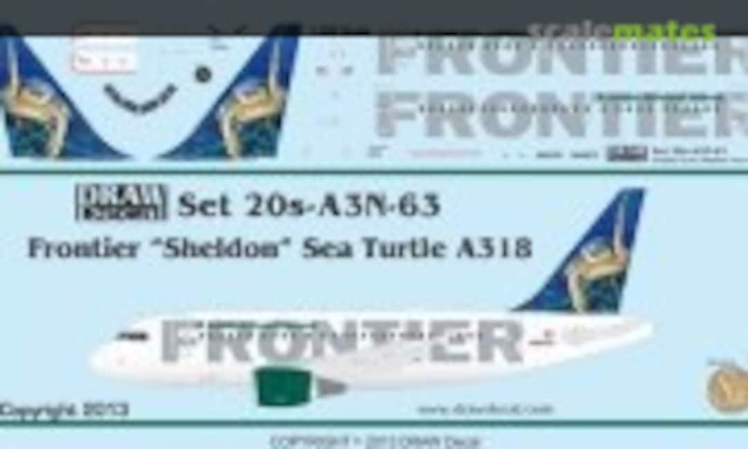 1:200 Frontier A318 “Sheldon” Sea Turtle (Draw Decal 20-A3N-63) 20-A3N-63