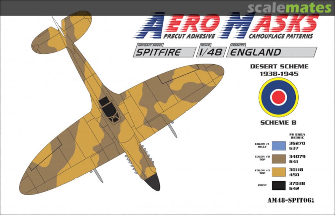 Boxart Spitfire England Desert Scheme 1938-1945 Scheme B AM48-SPIT06 AeroMasks Boxart Spitfire England Desert Scheme 1938-1945 Scheme B AM48-SPIT06 AeroMasks