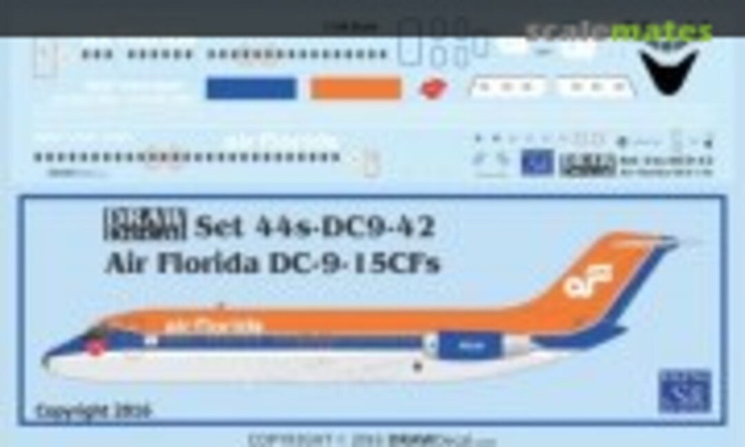 1:144 Air Florida DC-9-15CFs (Draw Decal 44-DC9-42) 44-DC9-42
