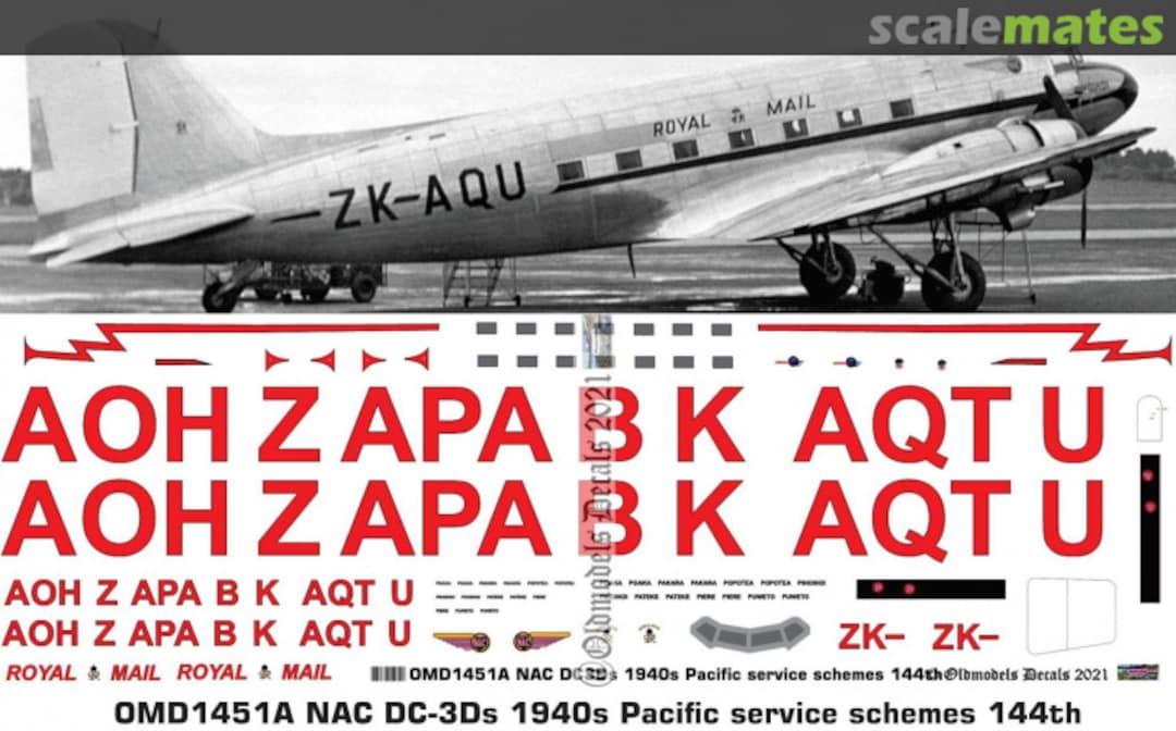 Boxart NAC DC-3s 1940s Pacific service schemes OMD1451A Oldmodels Decals Boxart NAC DC-3s 1940s Pacific service schemes OMD1451A Oldmodels Decals