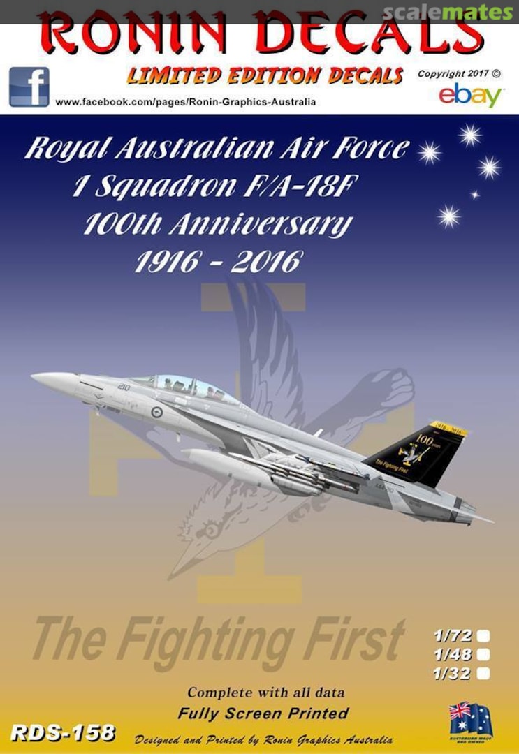 Boxart RAAF 1 Squadron F/A-18F RDS-158 Ronin Decals Boxart RAAF 1 Squadron F/A-18F RDS-158 Ronin Decals