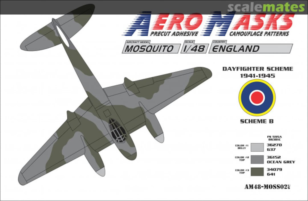 Boxart Mosquito England Dayfighter Scheme 1941-1945 Scheme B AM48-MOSS02 AeroMasks Boxart Mosquito England Dayfighter Scheme 1941-1945 Scheme B AM48-MOSS02 AeroMasks