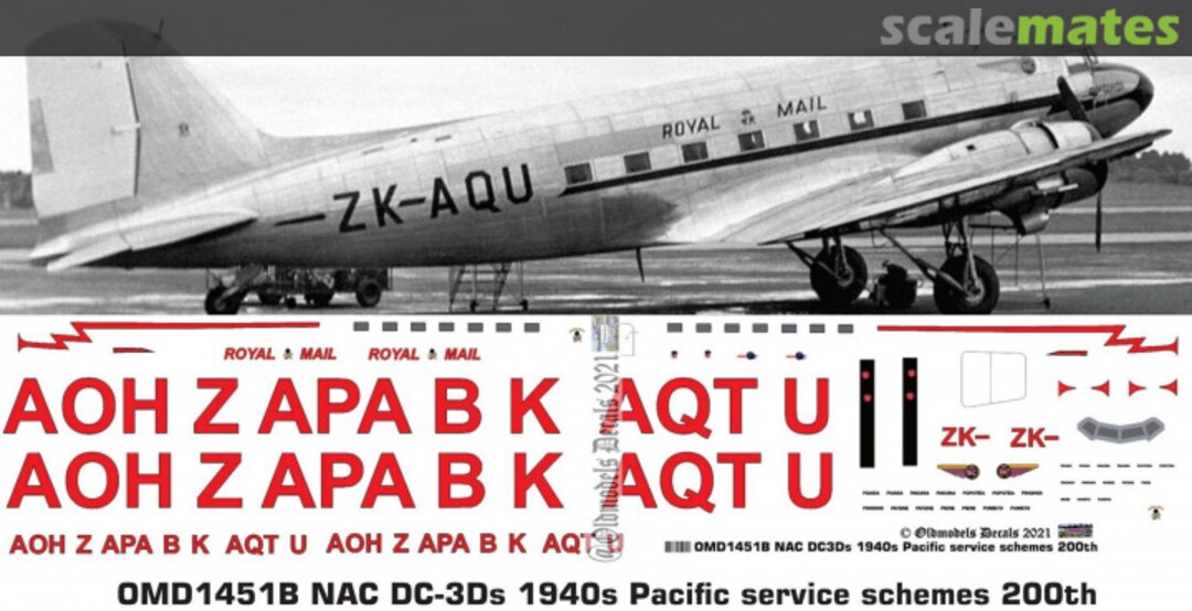 Boxart NAC DC-3s 1940s Pacific service schemes OMD1451B Oldmodels Decals Boxart NAC DC-3s 1940s Pacific service schemes OMD1451B Oldmodels Decals