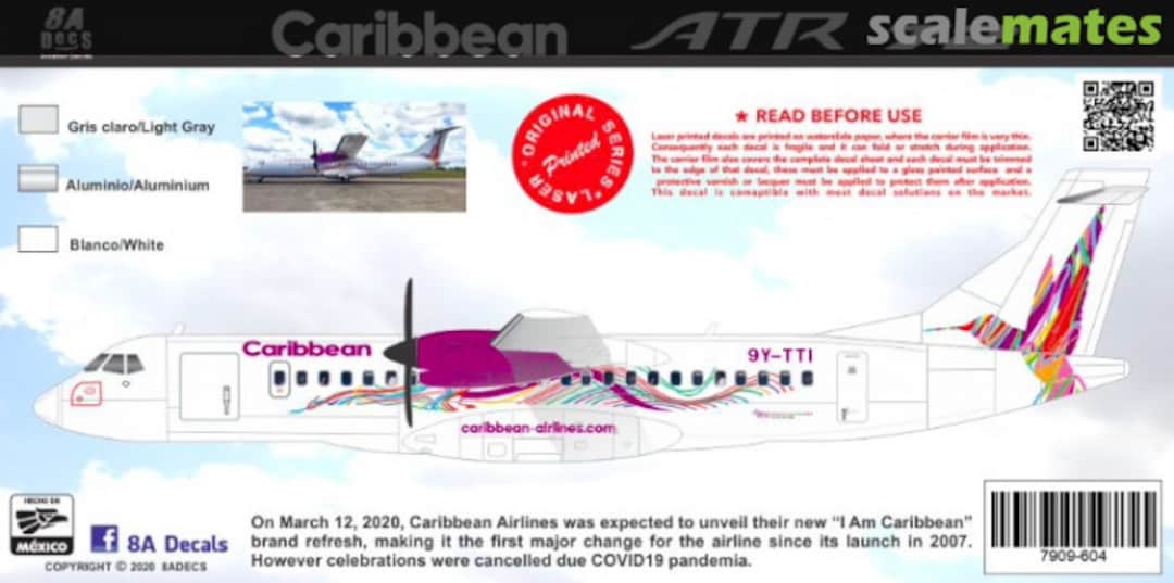 Boxart CARIBBEAN ATR-72-600 2020 LIVERIE 7909-604-144 8aDecs Boxart CARIBBEAN ATR-72-600 2020 LIVERIE 7909-604-144 8aDecs