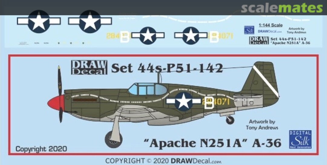 Boxart “Apache N251A” A-36 44-P51-142 Draw Decal Boxart “Apache N251A” A-36 44-P51-142 Draw Decal