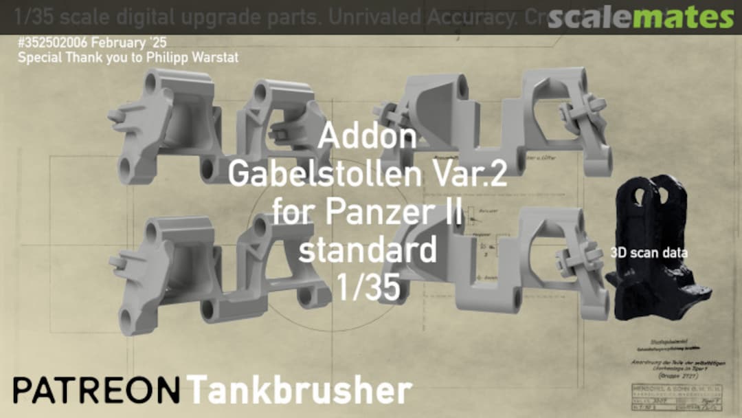 Boxart Panzer II standard track Addon - Gabelstollen for Var 2 352502006 Tankbrusher Scale Modeling Boxart Panzer II standard track Addon - Gabelstollen for Var 2 352502006 Tankbrusher Scale Modeling