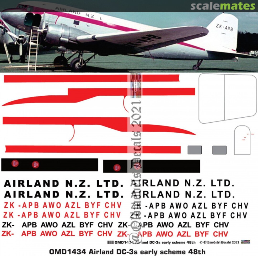 Boxart Airland DC-3s early scheme OMD1434 Oldmodels Decals Boxart Airland DC-3s early scheme OMD1434 Oldmodels Decals