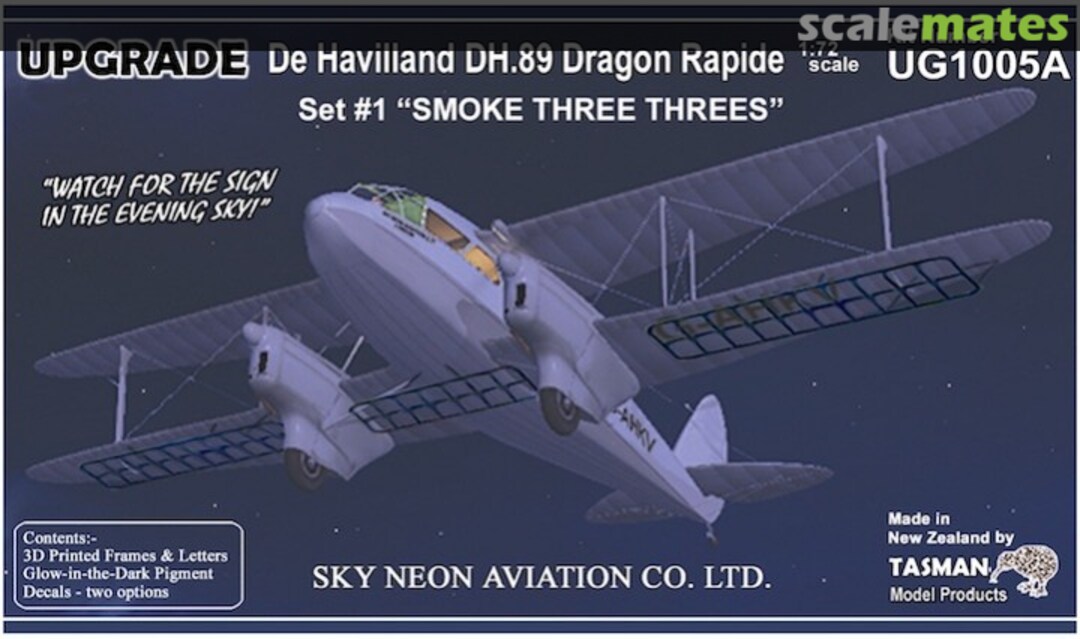 Boxart De Havilland DH.89 Dragon Rapide Set #1 "Smoke Three Threes" UG1005A Tasman Model Products Boxart De Havilland DH.89 Dragon Rapide Set #1 "Smoke Three Threes" UG1005A Tasman Model Products