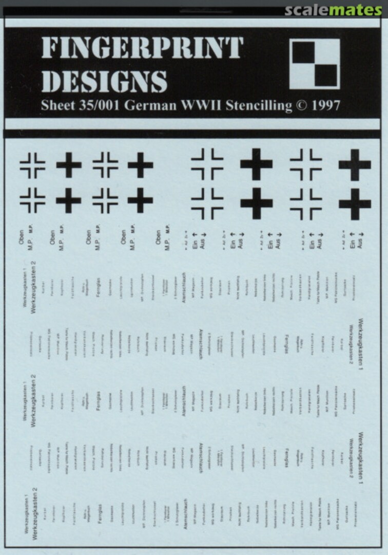 Boxart German WWII Stencilling FPD 35/001/B Fingerprint Designs Boxart German WWII Stencilling FPD 35/001/B Fingerprint Designs