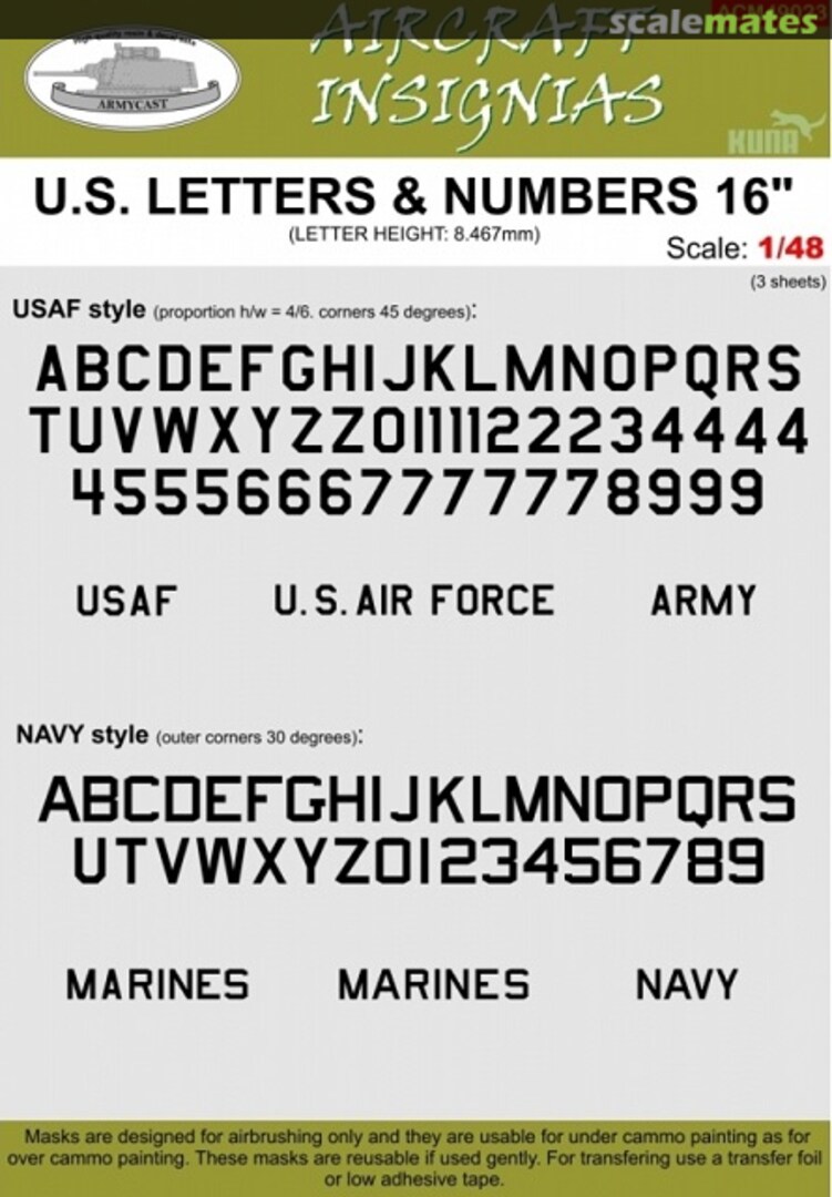 Boxart U.S. letters & numbers - 16" ACM 49023 Armycast M&M Boxart U.S. letters & numbers - 16" ACM 49023 Armycast M&M