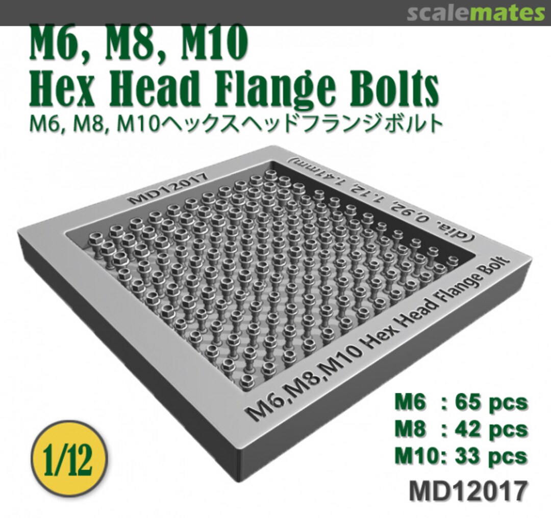 Boxart M6, M8, M10 Hex Head Flange Bolts (dia. 0,92, 1.12, 1.41mm) MD12017 Fat Frog Scale Models