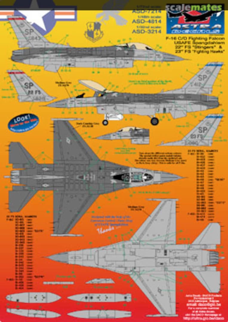 Boxart USAFE F-16C/D Spangdahlem (recent schemes) ASD-3214 Astra Decals Boxart USAFE F-16C/D Spangdahlem (recent schemes) ASD-3214 Astra Decals